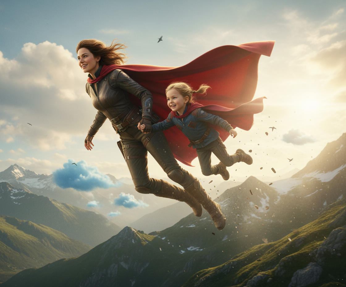 KI-Transformation: Me Mum Flying Cinematic